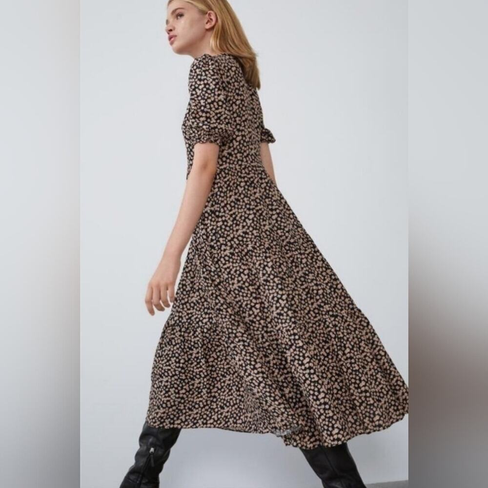 Zara Floral Tiered Prairie Dress w/Pockets Size XS - Picture 1 of 8